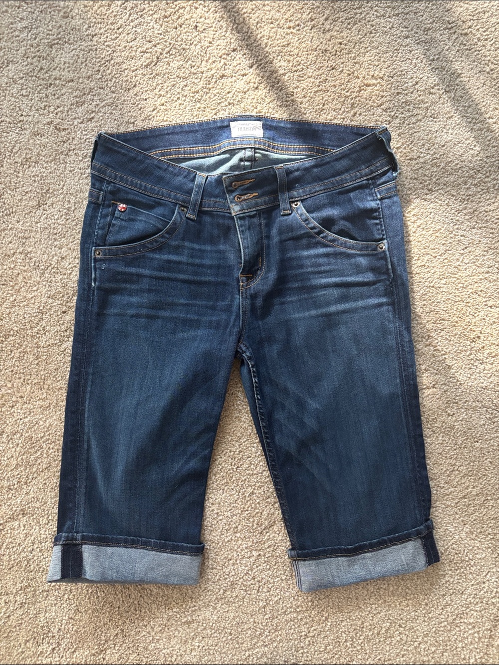 Hudson Jeans Dark Blue Cuffed Cropped Jeans